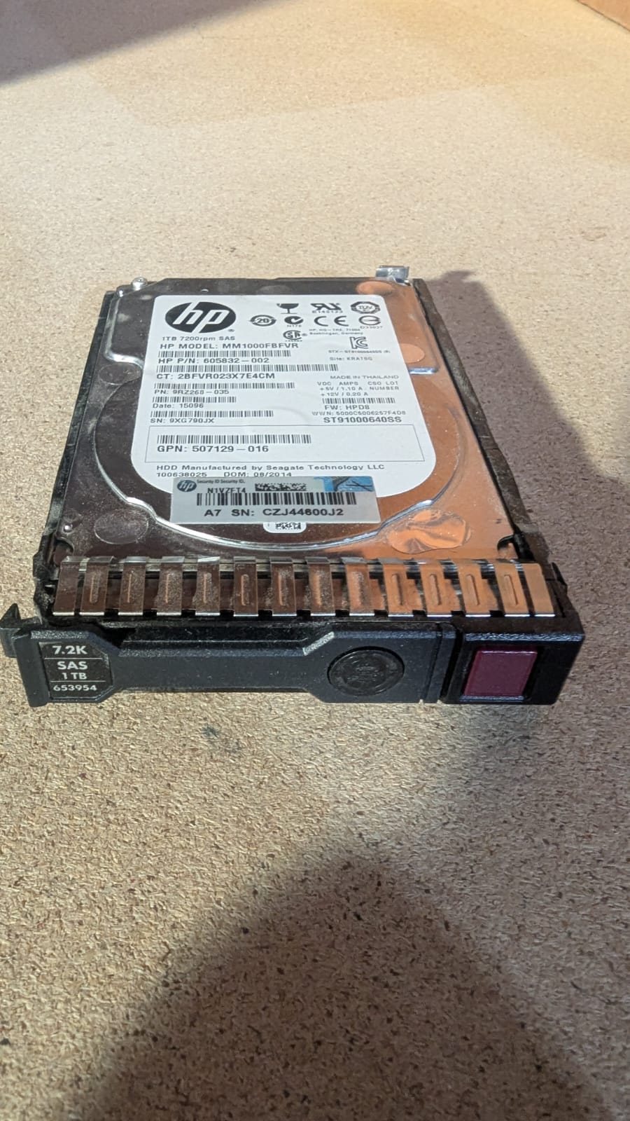 HP 1TB 7.2K SAS 6Gbps 2.5-inch enterprise hard drive