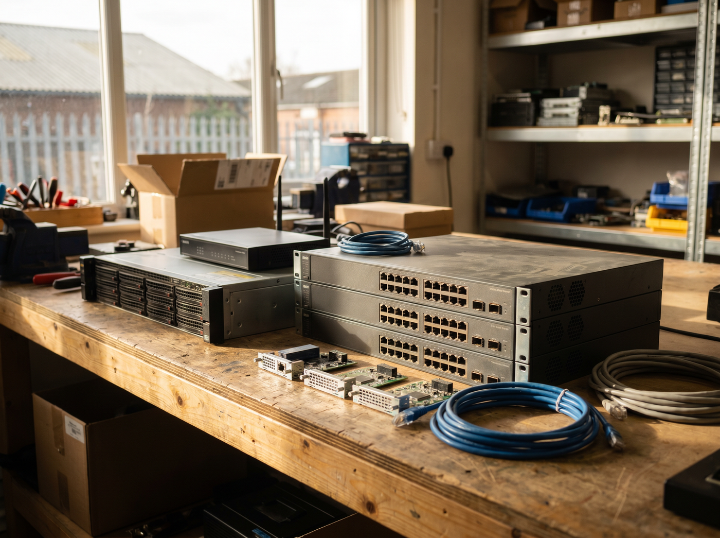 Used enterprise IT and telecom equipment arranged for assessment