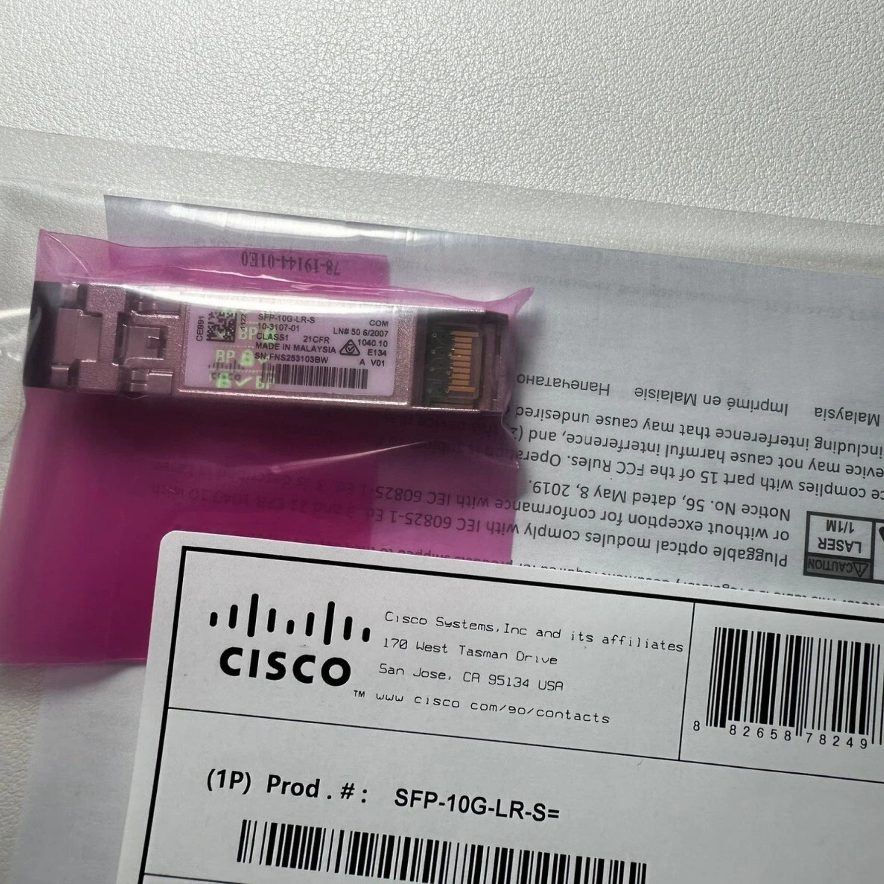 New Cisco SFP-10G-LR-S 10G fibre transceiver module, sealed