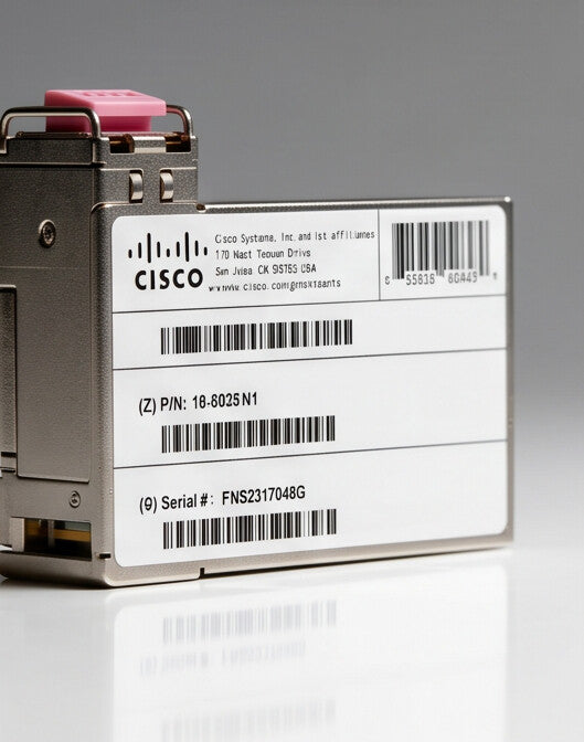 Cisco GLC-LH-SMD SFP transceiver, detail view